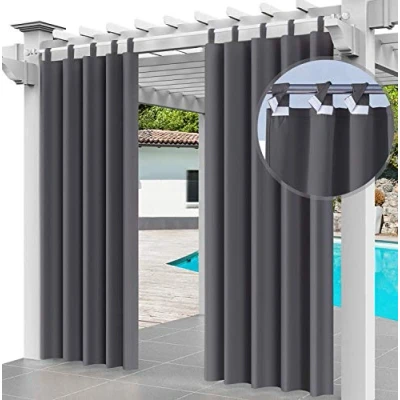 Image of Ferocity Outdoor Curtain Waterproof 220 x 155cm UV Rays Prevent &amp; Windproof Drapery for Patio, Front Porch, Pergola, Beach Home Width 61&quot; Length 87&quot;, (2 Panels) Graphite [129]