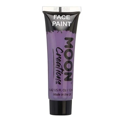 Image of Moon Creations Face &amp; Body Paint Tubes Purple 12ml Ready to Use No Flake Cruelty Free, Made in UK for Kids, Adults, Fancy Dress, Festivals, Halloween More