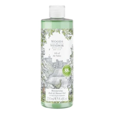 Image of Woods of Windsor Lily the Valley Bath and Shower Gel, Womens Gel with Geranium Citrus Notes, Moisturising Body Wash for Women Vitamin E, Scent 250ml