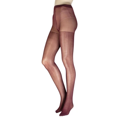 Image of Women&#039;s 1 Pair Charnos Tuelle Chevron Tights Damson Medium / Large