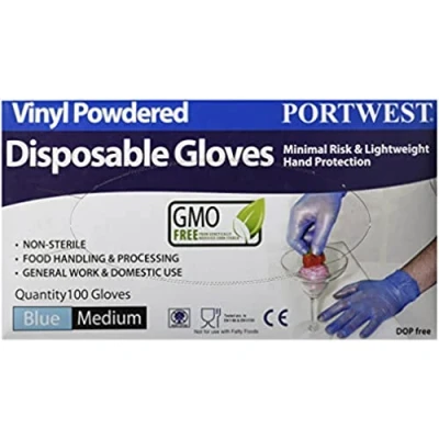 Image of Portwest Powdered Vinyl Disposable Glove, Size: L, Colour: Clear, A900CLRL