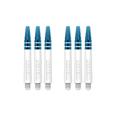 Image of RED DRAGON Peter Wright Snakebite Nitrotech Intermediate White and Blue stems 2 sets per pack (6 in total)