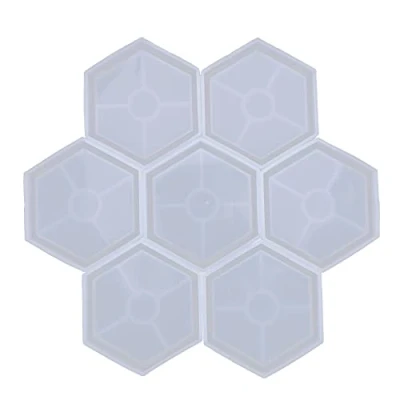 Image of Lodokdre 8 Pack Hexagon Silicone Coaster Resin Mold, Epoxy for Casting with Resin, Concrete, Cement