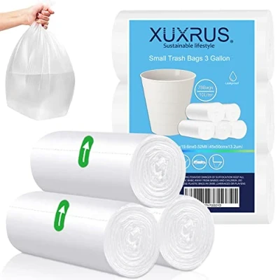 Image of XUXRUS Pedal Bin Liners 10l Small Clear Plastic Bags 78 Counts Strong Wastebasket Trash Can for Bathroom Toilet,Bedroom, Office,Desk,Fit 10 15ltr,Clear
