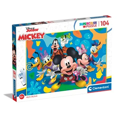 Image of Clementoni 25745 Supercolor Puzzle Disney Mickey And Friends 104 Pieces, Jigsaw For Kids Age 6, Cartoon, Made In Italy