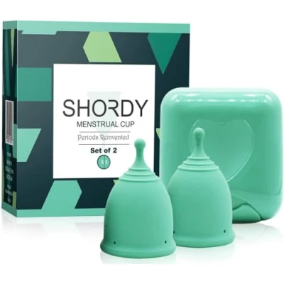 Image of SHORDY Menstrual Cups, Set of 2 with Mini Box, Period Cup Made Medical Grade Silicone, Feminine Hygiene and Safe, Better Alternative to Sanitary Pads Tampons Small