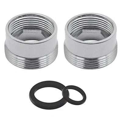 Image of Faucet Adaptor 2PCS Aerator Connector Solid Metal Kitchen Tap for Water Purifier (18mm Female to 22mm Male)