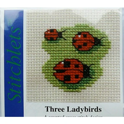 Image of Mouseloft Mini counted Cross Stitch kit Three ladybirds