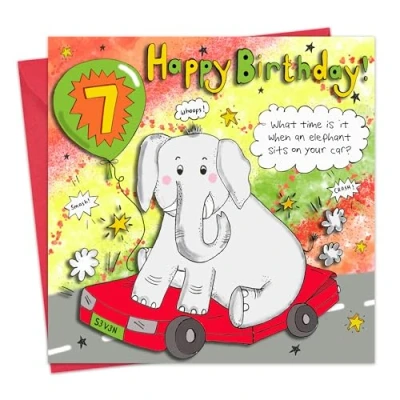 Image of Twizler 7th Birthday Card Funny Joke Childrens Age 7 for Boys or Girls Kids Happy Seven