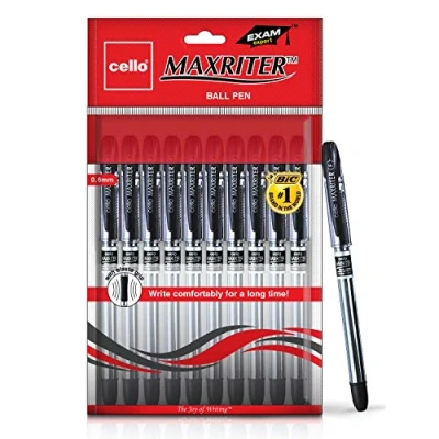 Image of Cello Maxriter Ballpoint Pen Black, Pack Of 10