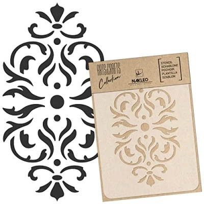 Image of NAKLEO Painting Stencil for Crafts A4 21x30cm, Classic Baroque Ornament Pattern, Reusable Plastic DIY &amp; Scrapbooking Drawing Template, Decoupage Art Home Decor, Wall Wood Fabric Furniture