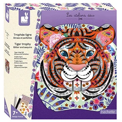 Image of Janod From 7 years old Tiger Trophy Strass and Sequins Creative Kit Decoration Workshops Leisure Dexterity Concentration J07915