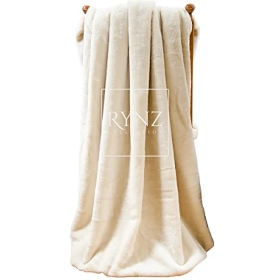 Image of Mink Faux Fur Throw 8 Colours, Large &amp; Xtra 2 3 Seater Sofa/Bed Blanket (Extra (200x240cm), Cream)