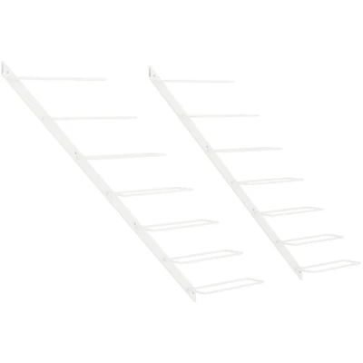 Image of vidaXL Wall mounted Wine Rack for 7 Bottles 2 pcs White Metal