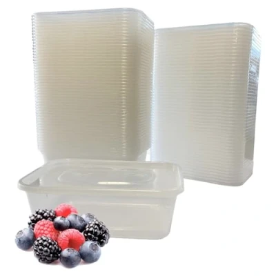 Image of Clearly Plastic Food Containers with Lids, Pack of 50 Storage Containers, Microwave Safe and Freezer Friendly Leak Proof Seal 500ml