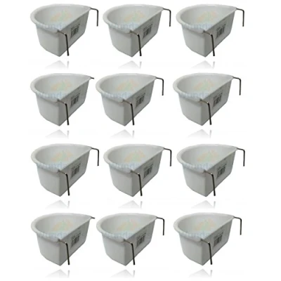 Image of *NEW* 12 PACK WUNDAPETS 11 CM D SHAPE PLASTIC BIRD BUDGIE PARROT CAGE HANG FEEDER COOP CUP