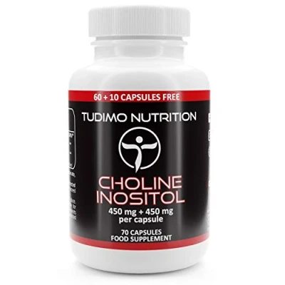 Image of Choline Inositol Capsules 900mg (450 mg + 450 mg) per Capsule 70 pcs (2+ Month Supply) of Rapidly Disintegrating Capsules, with 450mg Cholin Bitartrate and Myo Powder