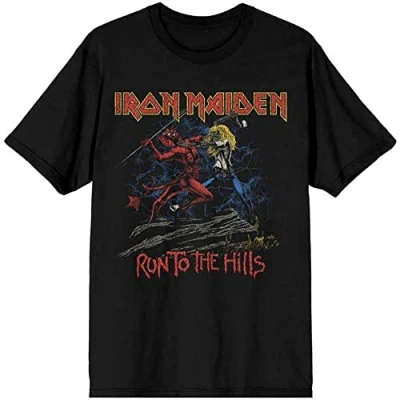 Image of Iron Maiden T Shirt Number of The Beast Run to Hills Distress Official Mens Large Black