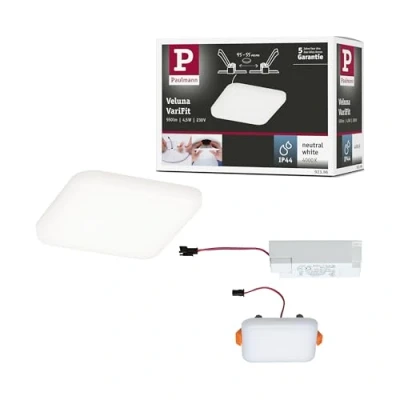 Image of Paulmann 92396 LED panel recessed luminaire Veluna VariFit IP44 neutral white 75x75mm rectangular incl. 1x4.5 watt ceiling satin lamp plastic living room 4000 K