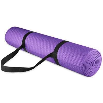 Image of BalanceFrom GoYoga All Purpose High Density Non Slip Exercise Yoga Mat with Carrying Strap, 1/4&quot;, Red