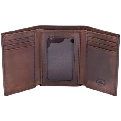Image of Stealth Mode Trifold Leather Wallet for Men with RFID Blocking, Brown, One Size