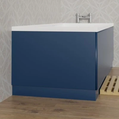 Image of Aquariss 750mm Bath End Panel 18mm MDF Painting Matte Blue Adjustable Height for Bathroom Soaking Tub
