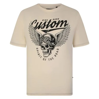 Image of Print T Shirt Customs Biker Motorcycle Skull Kingsize Cotton Casual Crewneck Stone Black 2XL 8XL 5717 (2XL, Stone)