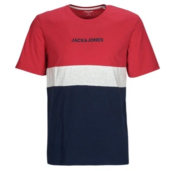 Image of JACK &amp; JONES Mens Blocking T Shirt Short Sleeve Tango Red S