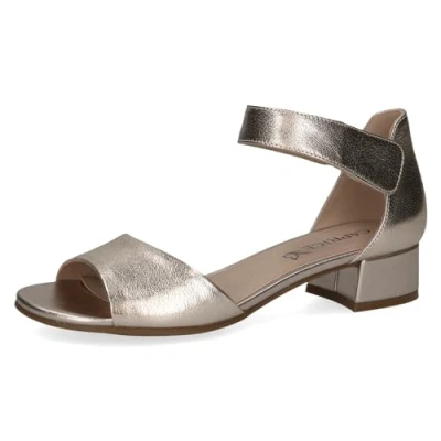 Image of CAPRICE Women&#039;s Damen 9 28102 44 Wedge Sandal, Platinum Metal, 4 UK
