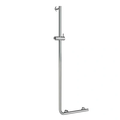 Image of Tiger Boston Comfort &amp; Safety Grab Shower Riser Rail, Left Version, Stainless Steel Polished, 45.3 x 114 7.7 cm