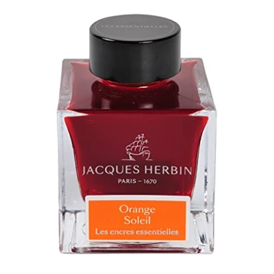 Image of Jacques Herbin Ref 13157JT Ink for Fountain Pens &amp; Rollerball Terre D&#039;ombre/Umber 50ml Bottle Prestige Collection Orange Coloured