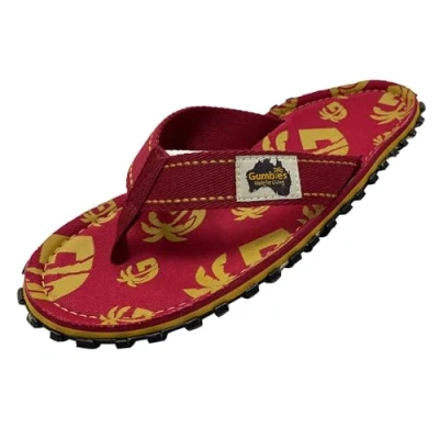 Image of Gumbies Islander Unisex Flip Flops, with Supersoft Cotton Toe Post and Durable Recycled Rubber Sole Comfort Guaranteed Red Multi G EU46