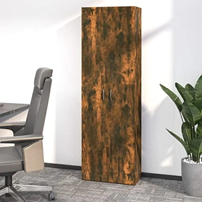 Image of NITCA Office Cabinet,Tall Lockable, Storage,Filing Cabinet Free Standing 2 Doors, Bookcase Cabinet, for Home &amp; Office,60x32x190 cm Engineered Wood, smoked oak