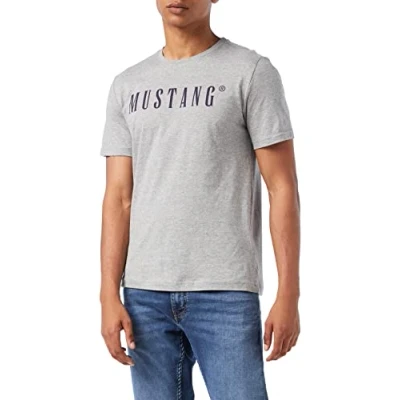 Image of MUSTANG Men&#039;s Style Austin T Shirt, Mid Grey Mélange 4140, M