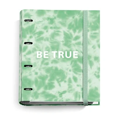 Image of Miquelrius Carpebloc Tie Dye Folder with 4 Rings + Refill 100 Sheets A4 5 mm Grid, 90 g/m² Paper, Elastic Closure, Mint Colour
