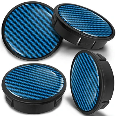 Image of SkinoEu 4 x 60mm ABS Car Alloy Wheel Centre Universal Rims Hub Center Caps Auto Tuning Logo Emblem Blue Gloss Black Carbon CX 14