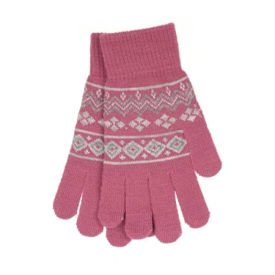 Image of undercover lingerie Ladies Fairisle Knitted Gloves GL540B Pink
