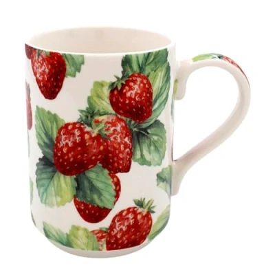 Image of Lesser &amp; Pavey Strawberry Field Mug Ceramic Coffee Mugs for Home or Work Premium Design All Occasions Lovely Tea, Hot Drinks