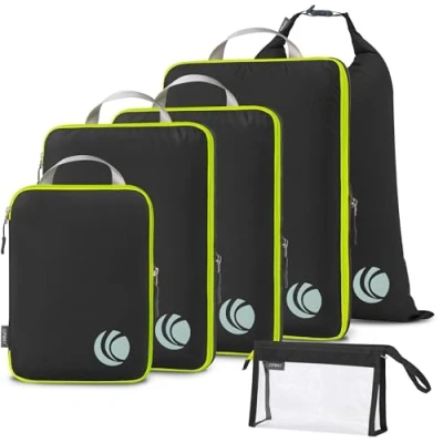 Image of Cipway Compression Packing Cubes, Ultralight Travel Luggage Organizer Sets Extensible Essentials for Carry on Suitcase(Black 6pcs)