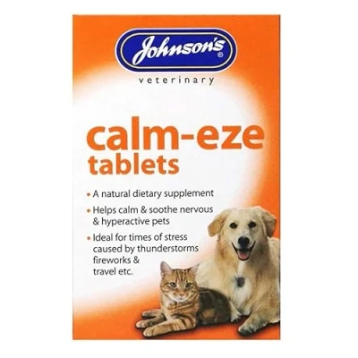 Image of Johnson&#039;s CALM EZE TABLETS X36 SUPPLEMENT CALMS NERVOUS &amp; HYPERACTIVE PETS (2 PACKS)