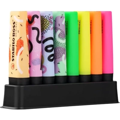 Image of Highlighter STABILO BOSS ORIGINAL Pastel by Ju Schnee Deskset of 8 Assorted Fluorescent Colours