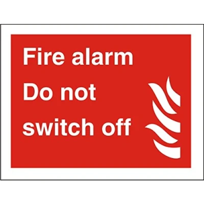 Image of Seco Fire Alarm Do Not Switch Off &amp; Sign, 200mm x 150mm Self Adhesive Vinyl