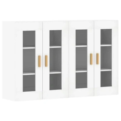 Image of vidaXL Wall Mounted Cabinets White Engineered Wood, Space Saving Storage Solution for Living Room Scandinavian Style, Sturdy &amp; Moisture Resistant