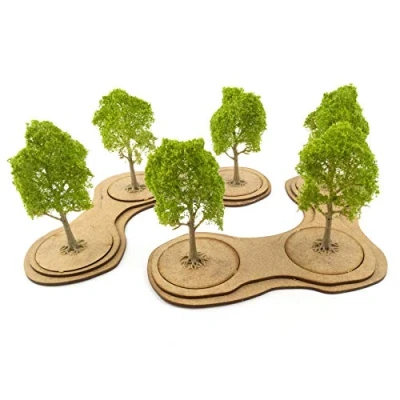 Image of War World Gaming MDF Tree Bases Medium Pack of 2 Tabletop Wargame Diorama Terrain Scenery Landscape Wargaming Model Modelling Battlefield Objective Miniature
