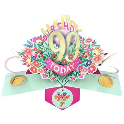 Image of Happy 90th Birthday 90 Today Pop Up Greeting Card Love Kate&#039;s Cards Her POP215MC90