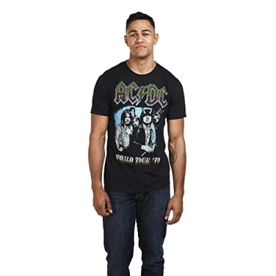Image of AC/DC Men&#039;s World Tour 79 T Shirt, Black (Black Blk), XXL UK