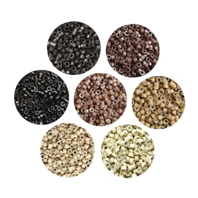 Image of 1000pcs 5.0X3.0X3.0mm Silicone Micro Rings Links Beads for Hair Extensions (Brown)