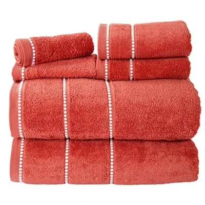 Image of Lavish Home Luxury Cotton Towel Set Quick Dry, Zero Twist and Soft 6 Piece With 2 Bath Towels, Hand Towels Washcloths (Brick/White), 12&quot; x