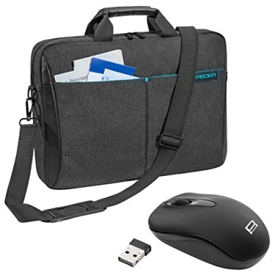 Image of PEDEA laptop bag &quot;Lifestyle&quot; for notebooks with screens up to 17.3 inches (43.9 cm); shoulder strap incl. wireless mouse, black