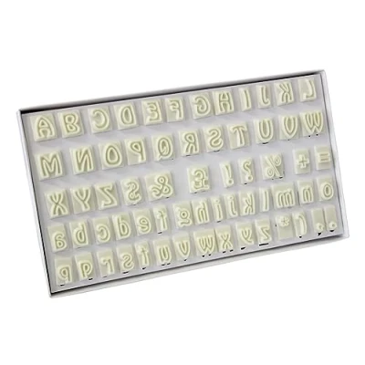 Image of PME 43 7007 JEM Alphabet Cutters for Sugarcraft and Cake Decorating, Set of 64 White